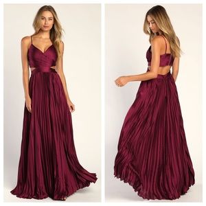 Lulus Got the Glam Plum Purple Pleated Cutout Maxi Dress